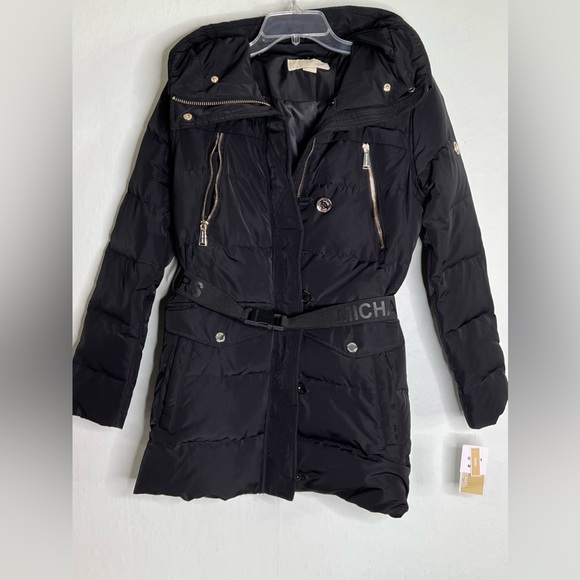 MICHAEL KORS BLACK HOODED DOWN FILLED PUFFER COAT with FLAW Sz. XS  NWT - Picture 8 of 10
